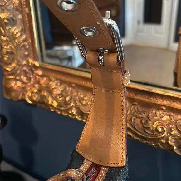 Dooney & Bourke Black and Tan Leather Hobo Bag - Picture 7 of 15